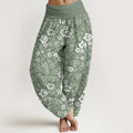 Buddha Stones Cotton Small Flowers Intertwining Branches Women's Elastic Waist Harem Pants