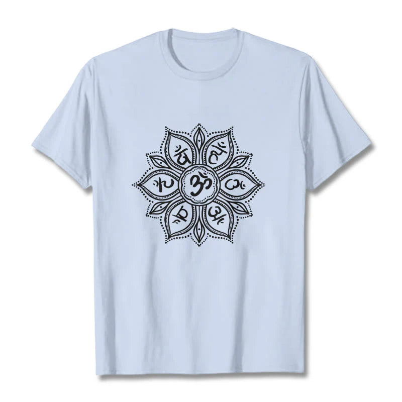 Buddha Stones Mandala Flower Om Mani Padme Hum Mantra Tee T-shirt
