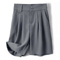 Buddha Stones Summer Casual Zipper Button Loose Plain Cotton Linen Women's Shorts With Pockets