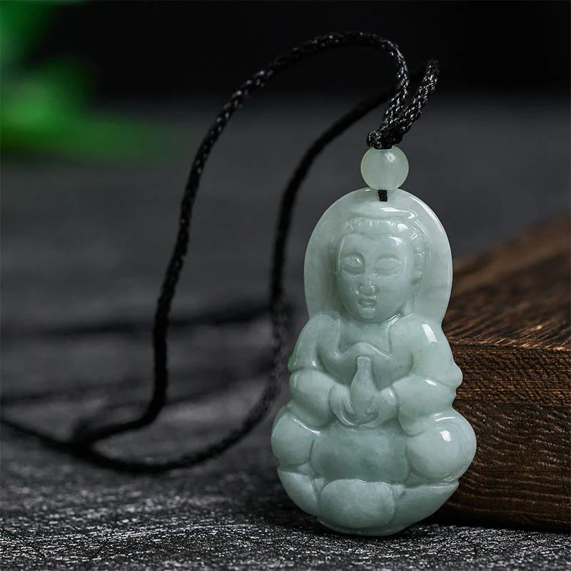 Buddha Stones Jade Kwan Yin Avalokitesvara Harmony Necklace Pendant