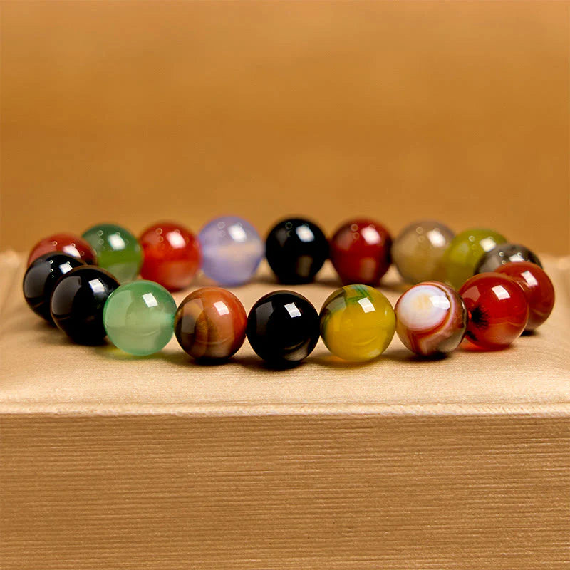 Buddha Stones Natural Colorful Chalcedony Agate Harmony Bracelet