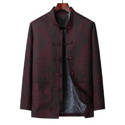 Buddha Stones 2Pcs Commute Tang Suit Frog-Button Men's Long Sleeve Shirt Pants Cotton Clothing Set