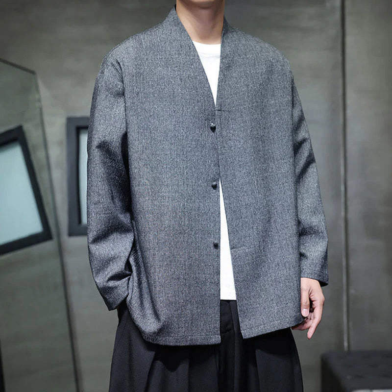 Buddha Stones Spring Fall Solid Color Long Sleeve Men's Jacket