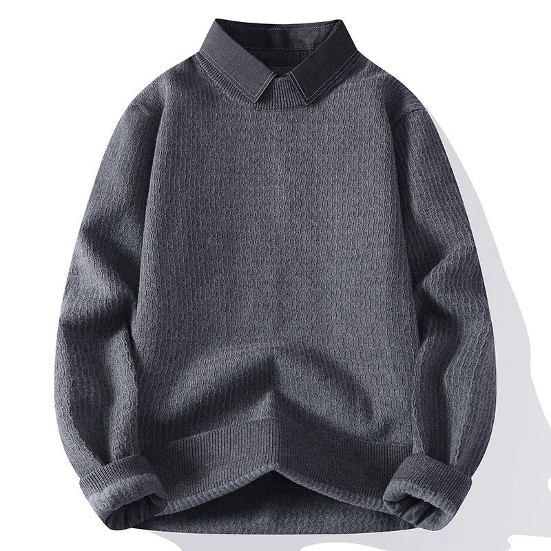 Buddha Stones Winter Stand Collar Design Warm Men's Long Sleeve Knitted Sweater