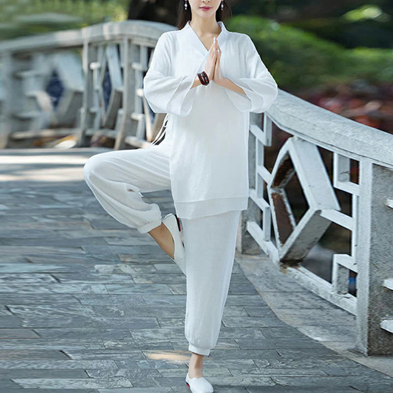 Buddha Stones Yoga Cotton Linen Clothing Uniform Meditation Zen Practice Women's Set (Extra 30% Off | USE CODE: FS30)