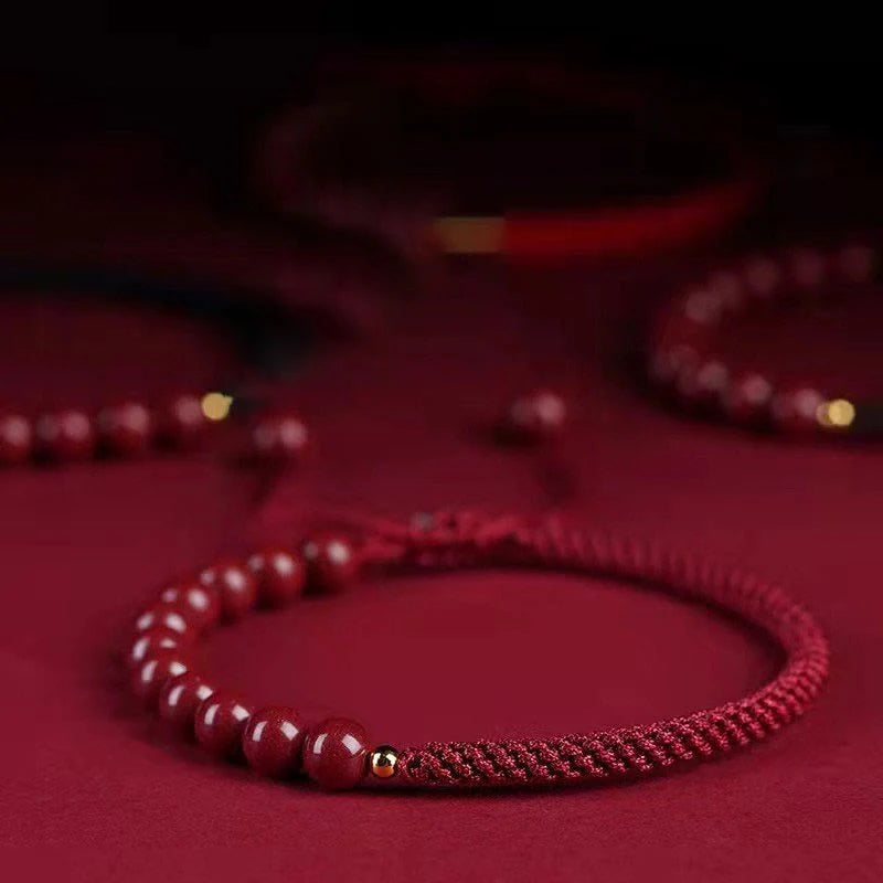 Buddha Stones Natural Cinnabar King Kong Knot Blessing String Bracelet (Extra 35% Off | USE CODE: FS35)