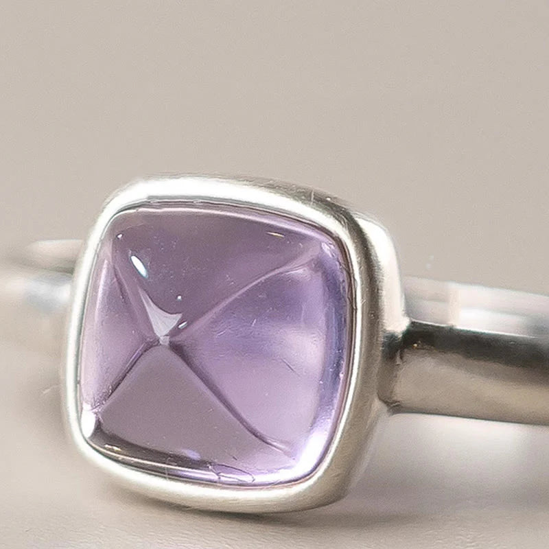 Buddha Stones Natural 925 Sterling Silver AmethystÂ Adjustable Balance Ring