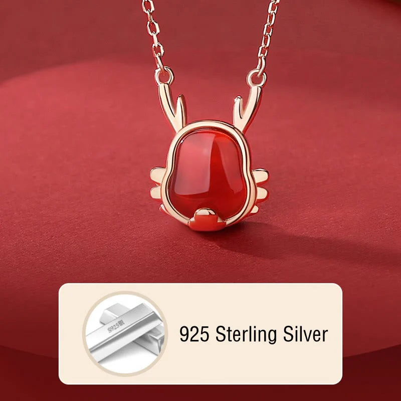 âââA Flash Sale- Buddha Stones 925 Sterling Silver Year of the Dragon Natural Red Agate Dragon Attract Fortune Fu Character Strength Bracelet Necklace Pendant Earrings