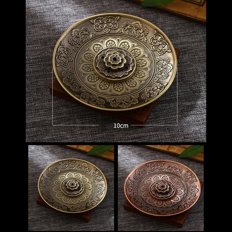 Buddha Stones Lotus Dragon Phoenix Eight Auspicious Symbols Zinc Alloy Incense Stick Holder Healing Incense Burner Decoration (Extra 35% Off | USE CODE: FS35)