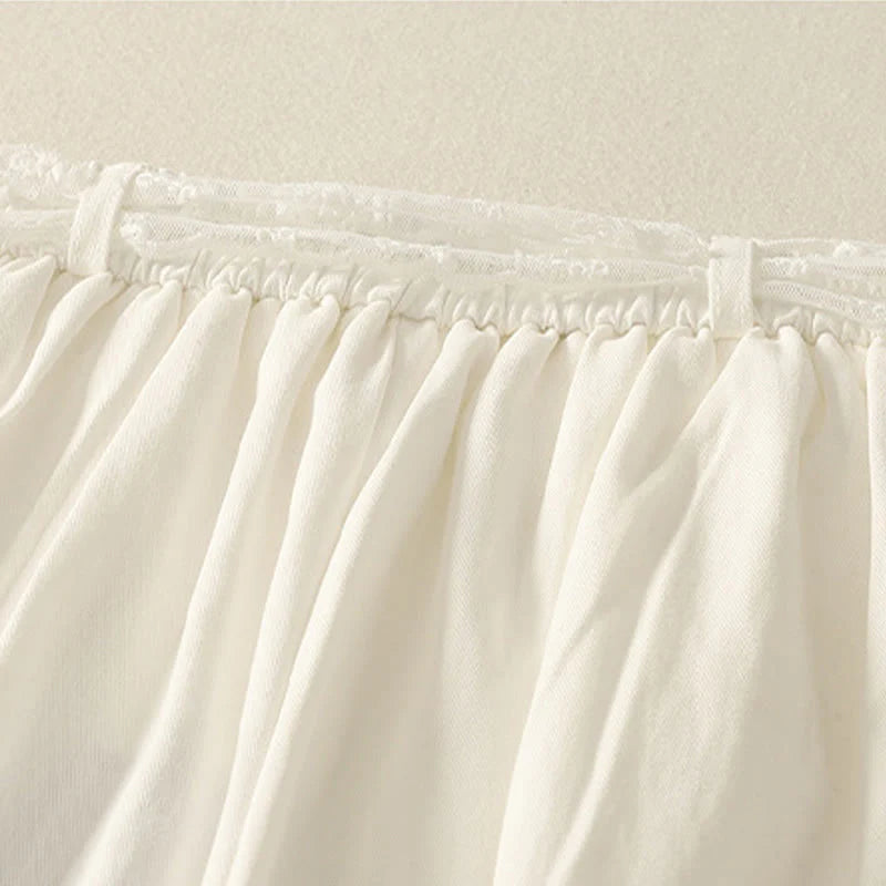 Buddha Stones Daily Solid Color Lace Belt Women's Wide Leg Cotton Pants With Pockets