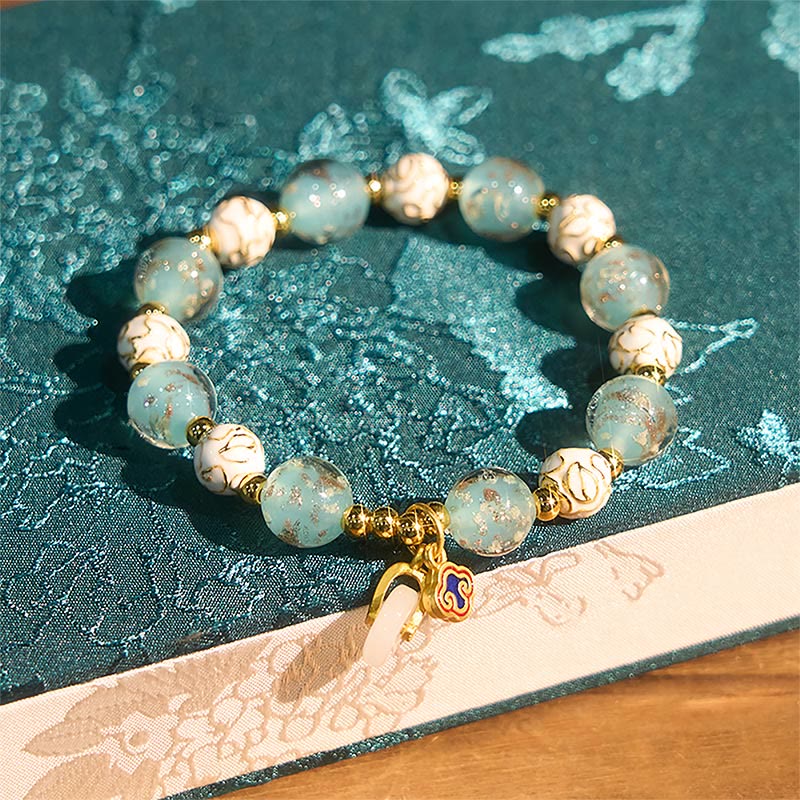 Buddha Stones Blue Liuli Glass Blessings Bracelet