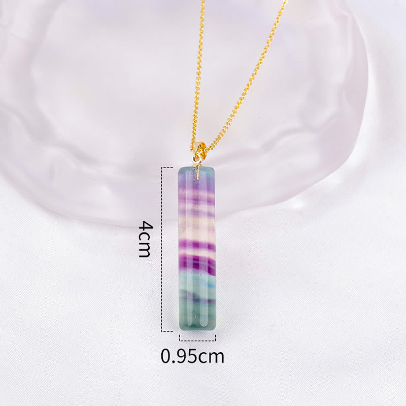 Buddha Stones Natural Colorful Fluorite Cylindrical Protection Necklace Pendant