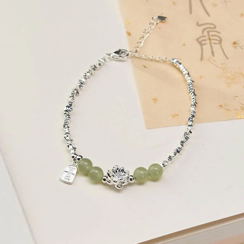 FREE Today: Abundance and Enlightenment Joy Happiness Charm Lotus Jade Bead Copper Bracelet