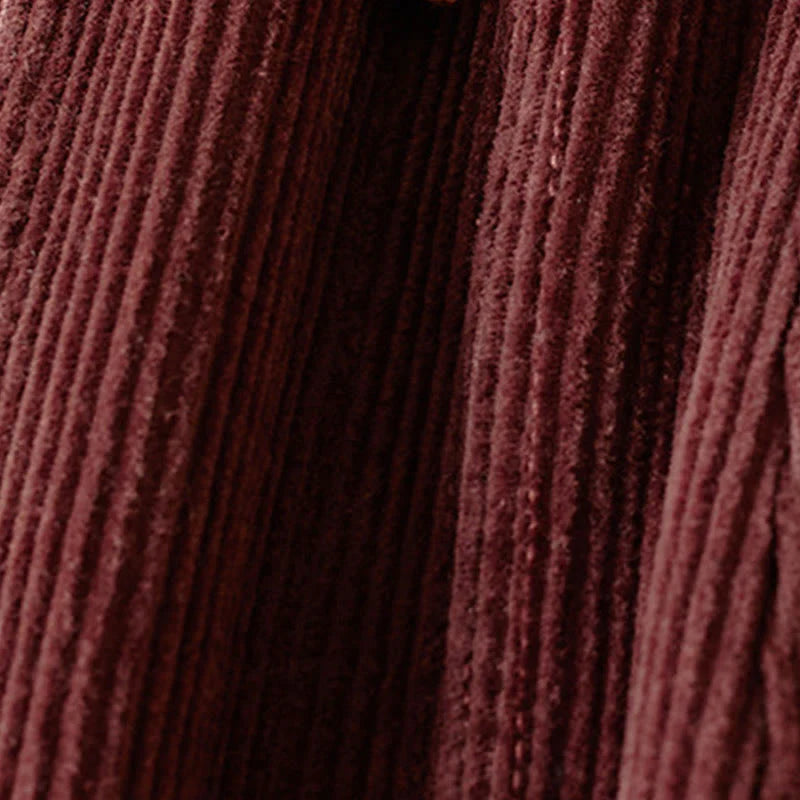 Buddha Stones Color Contrast Corduroy Cotton Women's Thermal Fleece-Lined Harem Pants With Pockets
