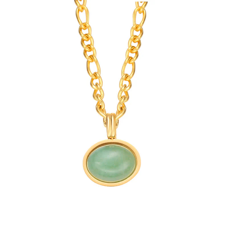 Buddha Stones Oval Turquoise Strength Titanium Steel Necklace Pendant