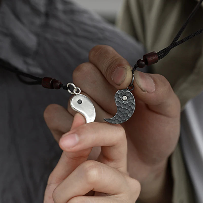 Buddha Stones 990 Sterling Silver Yin Yang Balance Harmony Necklace Pendant (Extra 30% Off | USE CODE: FS30)