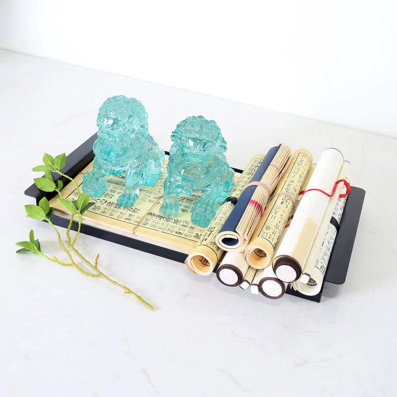 Buddha Stones 2Pcs Lion Statue Courage Strength Resin Home Office Decoration