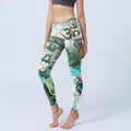 Buddha Stones Om Symbol Human Figure Peacock Lotus Pattern Print Gym Leggings Women's Yoga Pants