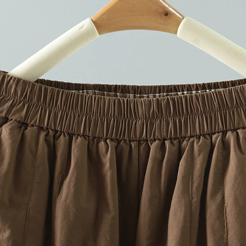Buddha Stones Winter Plain Women's Harem Cotton Ankle-Length Pants With Pockets