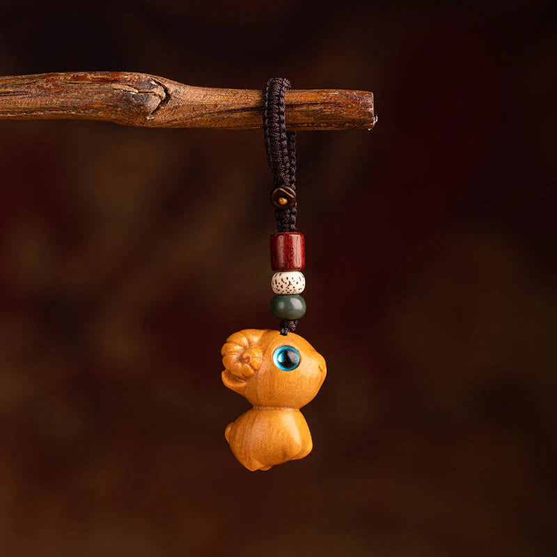 Buddha Stones Year Of The Horse Red Sandalwood Star Moon Bodhi Seed Blessing Key Chain