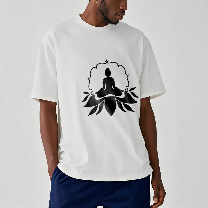 Buddha Stones Meditating Buddha Seated on Grass Tee T-shirt