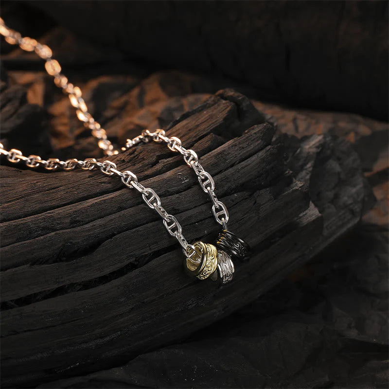 Buddha Stones 925 Sterling Silver Retro Tang Dynasty Flower Design Luck Energy Chain Necklace Pendant (Extra 35% Off | USE CODE: FS35)