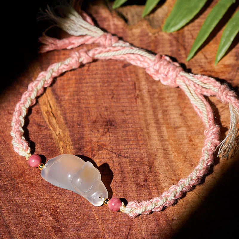 Buddha Stones Chalcedony Cat Positive Harmony Bracelet