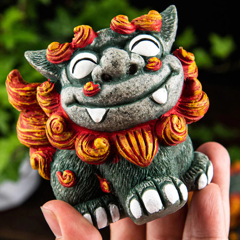 Buddha Stones Small Pair of Lion Fu Foo Dogs Ward Off Evil Protection Home Resin Decoration (Extra 30% Off | USE CODE: FS30)