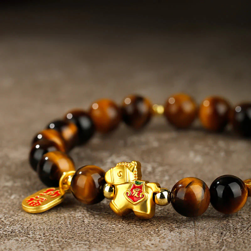 Buddha Stones Year Of The Horse Tiger Eye Courage Bracelet