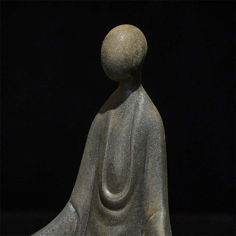 Buddha Stones Handmade Sitting Formless Buddha Iron Powder Rust Cast Resin Statue Decoration