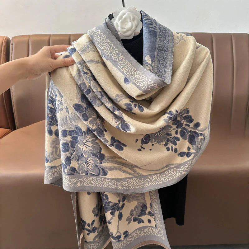 Buddha Stones Fall Peach Blossoms Branches Pattern Soft Scarf Shawl