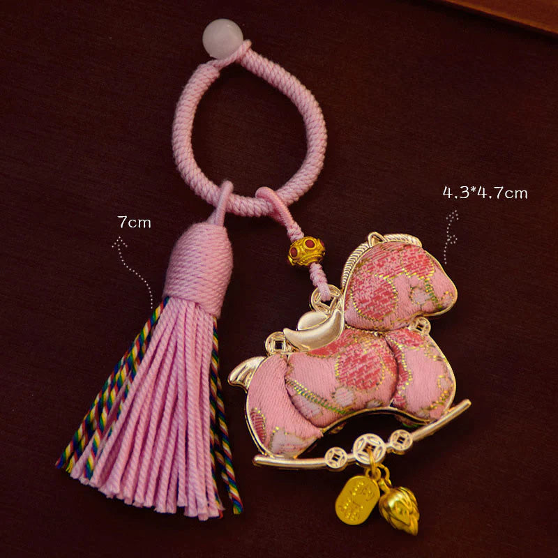 Buddha Stones Year Of The Horse Embroidery Freedom Key Chain