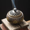 Buddha Stones Tibetan Floral Pattern Ceramic Blessing Incense Burner Decoration (Extra 35% Off | USE CODE: FS35)