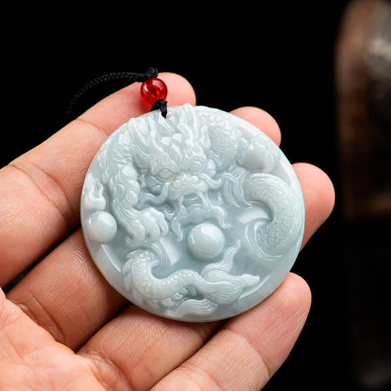 âââA Flash Sale- Buddha Stones Chinese Zodiac Dragon Jade Success Amulet String Necklace