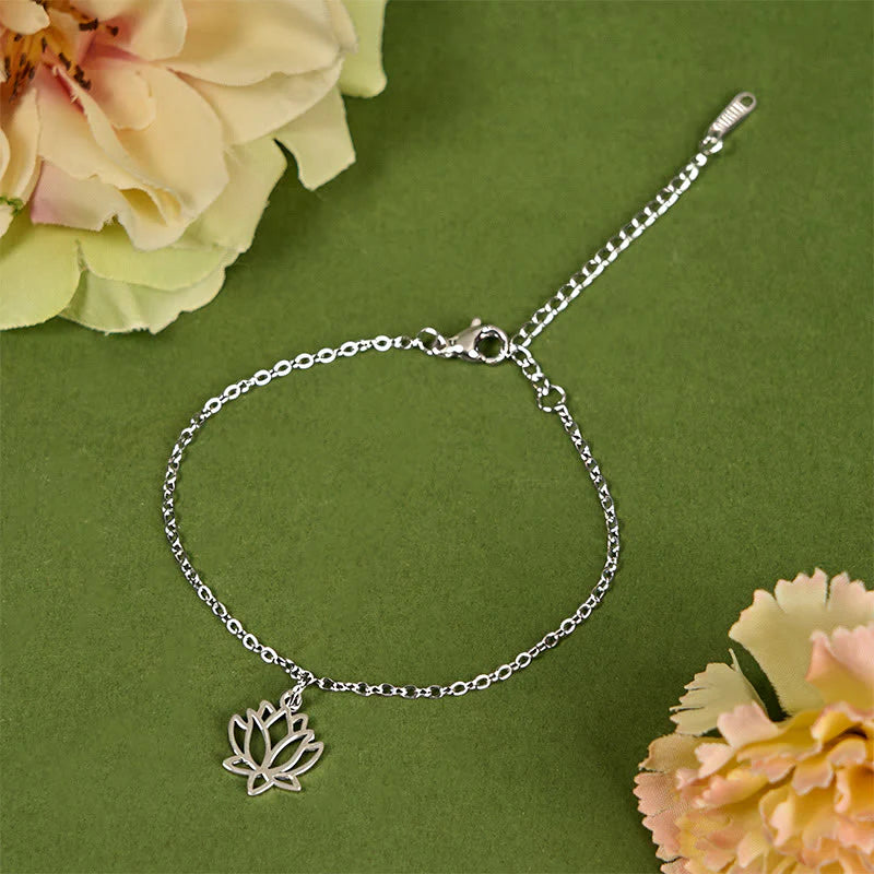 Buddha Stones Lotus Pattern Titanium Steel Enlightenment Bracelet