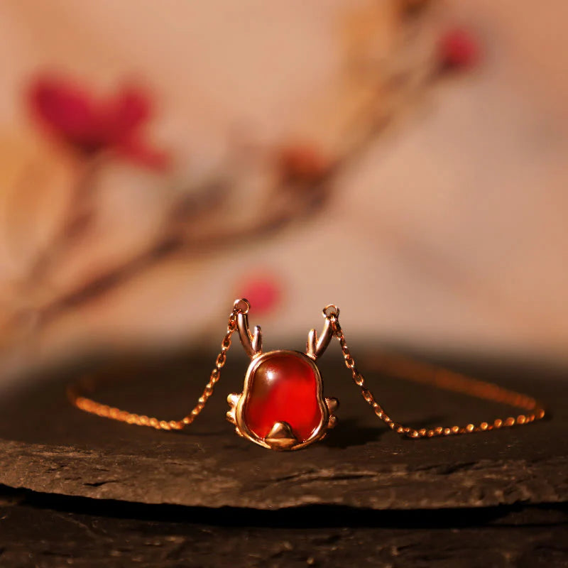 âââA Flash Sale- Buddha Stones 925 Sterling Silver Year of the Dragon Natural Red Agate Dragon Attract Fortune Fu Character Strength Bracelet Necklace Pendant Earrings
