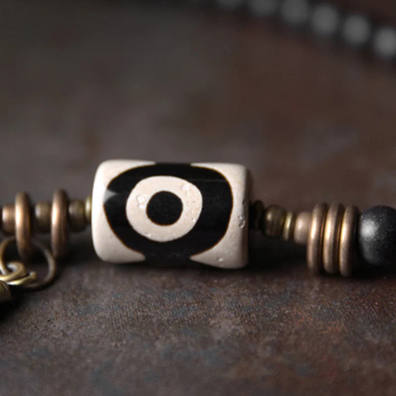 Buddha Stones Ebony Wood Dzi Bead Copper Protection Couple Bracelet (Extra 30% Off | USE CODE: FS30)