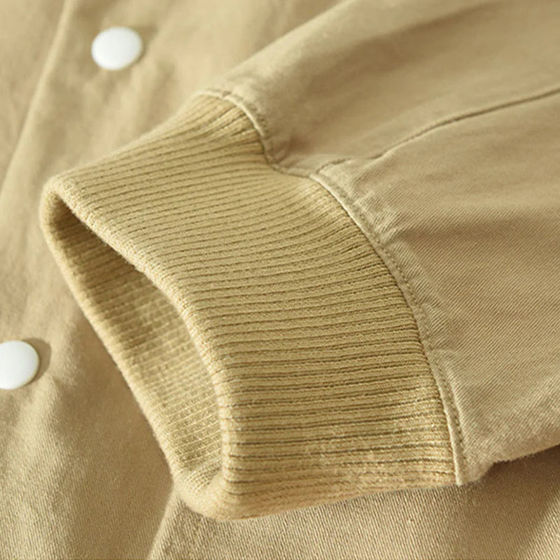 Buddha Stones Simple Solid Color Buttons Down Men's Stand Collar Long Sleeve Cotton Shirt