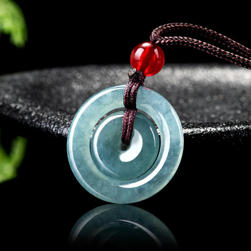 FREE Today: Auspicious and Protection Green Jade Double Peace Buckle Necklace Pendant