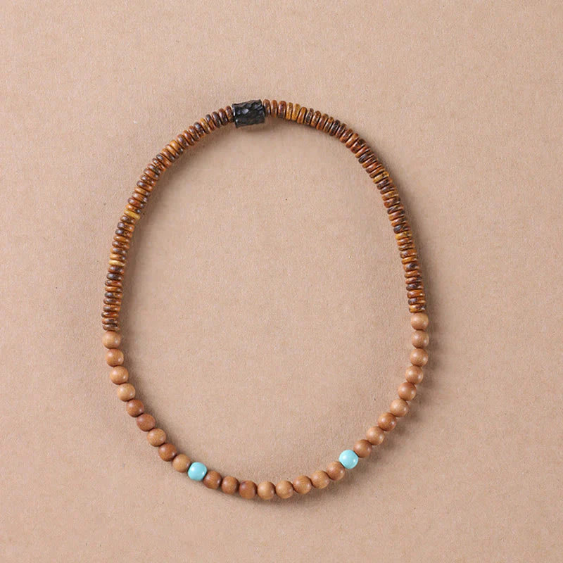 Buddha Stones Sandalwood Turquoise Protection Double Wrap Bracelet