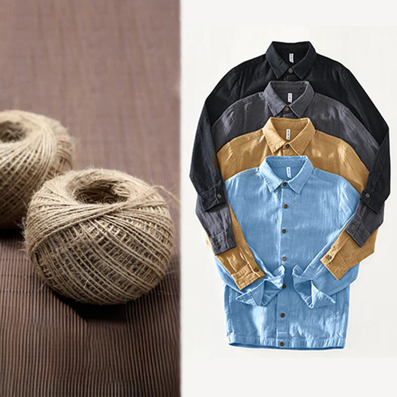 Buddha Stones Commute Plain Simple Buttons Design Men's Long Sleeve Ramie Linen Jacket With Pockets