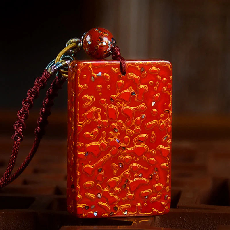 Buddha Stones Handcrafted Lacquer Craft Sandalwood Protection Pendant Necklace