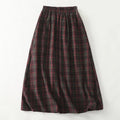 Buddha Stones Spring Fall Women's Plaid Pattern Cotton Skirt With Pockets