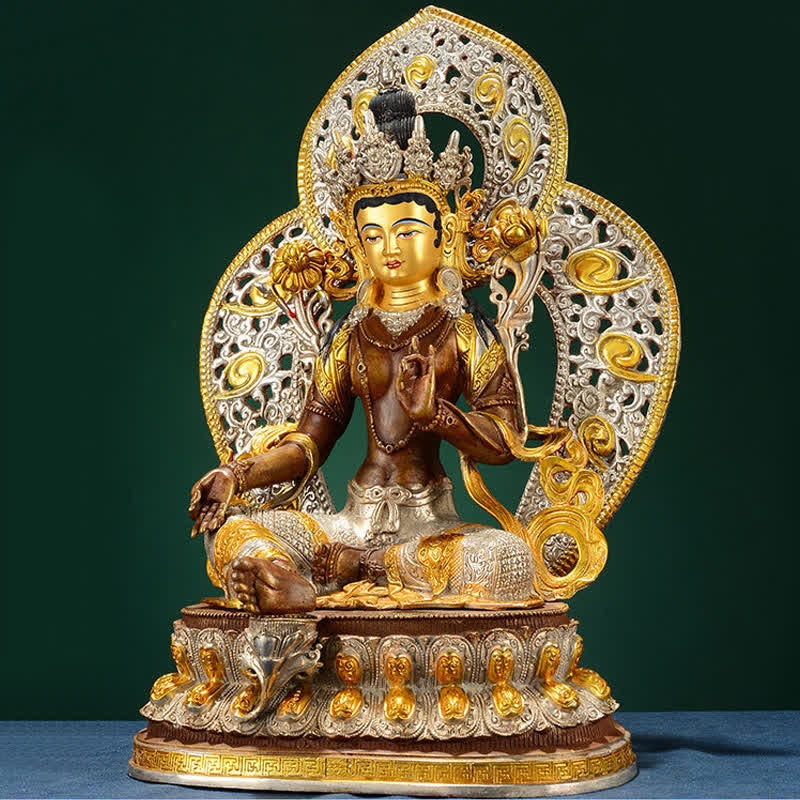 Buddha Stones Bodhisattva Green Tara Hope Copper Statue Decoration