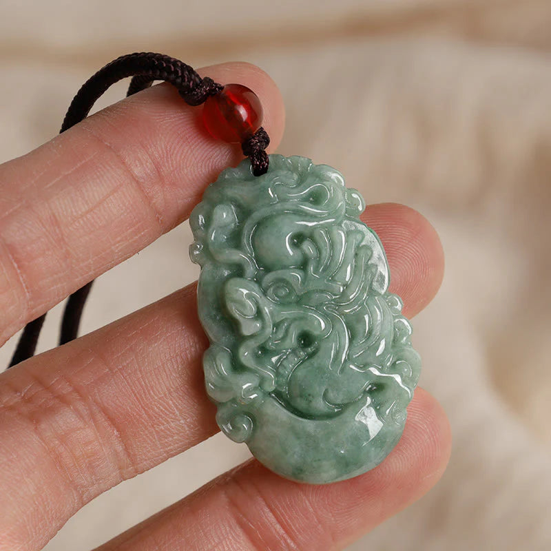 Buddha Stones Natural Jade 12 Chinese Zodiac Prosperity Necklace Pendant