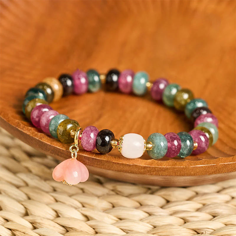 Buddha Stones Tourmaline Yanyuan Agate Peach Blossoms Love Bracelet