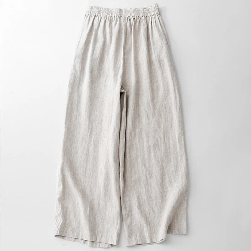 Buddha Stones Casual Solid Color Rope Women's Cotton Pants With Pockets