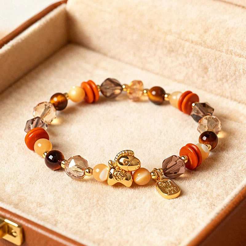 FREE Today: Fortune and Prosperity Tiger Eye Ice Obsidian Pearl Year Of The Horse Lucky Bracelet