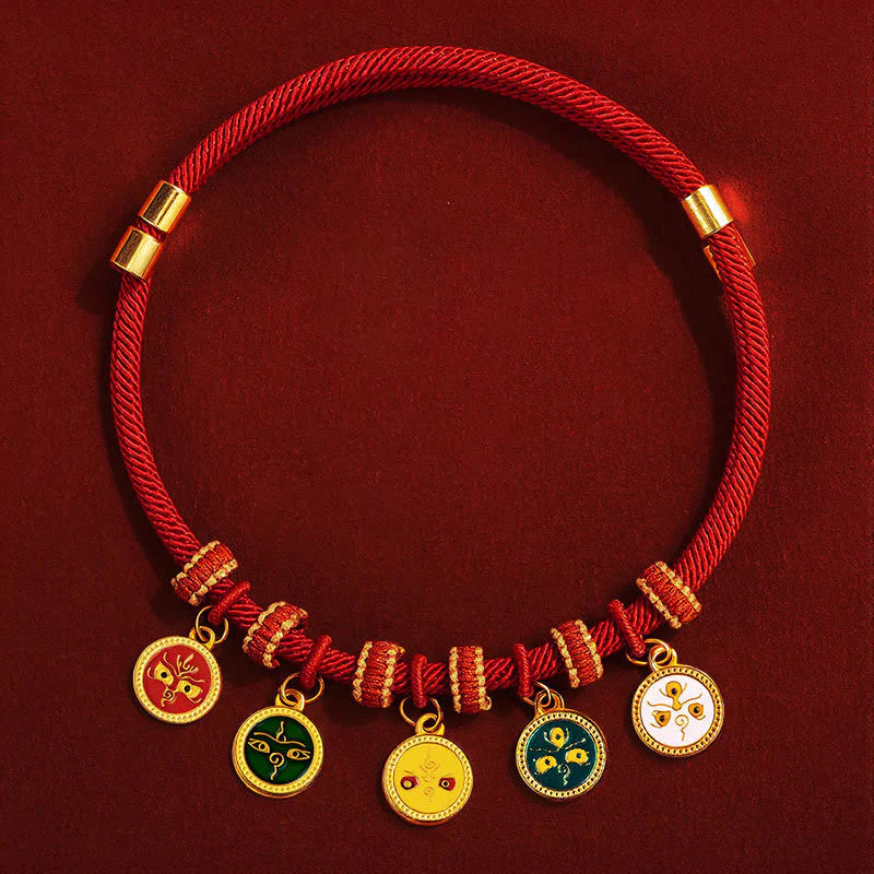 Buddha Stones Red String Bead Compass Gourd Protection Adjustable Cats Dogs Pet Collar