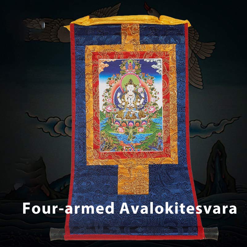 Buddha Stones Tibetan Framed Thangka Blessing Protection Decoration (Extra 30% Off | USE CODE: FS30)